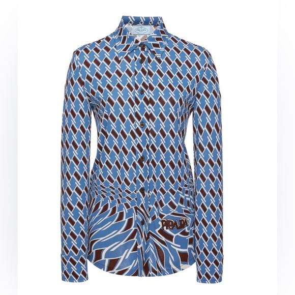 Prada Resort 2019 Geometric Printed Top - Picture 1 of 7